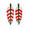 Brincos Satere-Mawe Formas Folhas Verde Vermelho e Branco